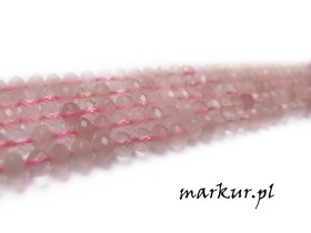Kwarc różowy fasetka oponka 3/4 mm sznur
