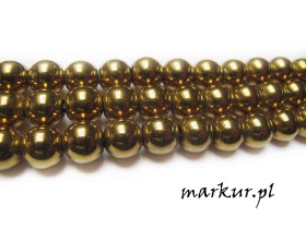 Hematyt kolor złoty magnetyzm kula 10 mm sznur