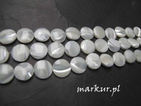Macica perłowa biała moneta 12 mm sznur