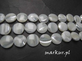Macica perłowa biała moneta 12 mm sznur