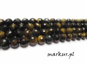 Tygrysie oko żółto niebieskie fasetka kula  8 mm sznur