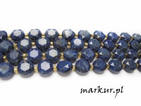 Lapis lazuli fasetka moneta 10 mm sznur