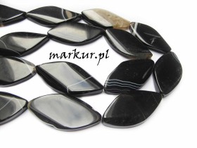 Obrazek dla: Agat czarny pasiasty rybka 25/50 mm sznur