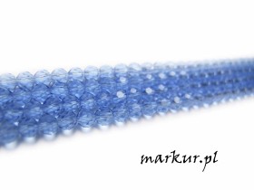 Koraliki szklane niebieskie fasetka kula  4 mm sznur