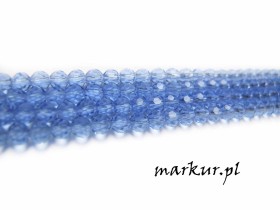 Koraliki szklane niebieskie fasetka kula  4 mm sznur