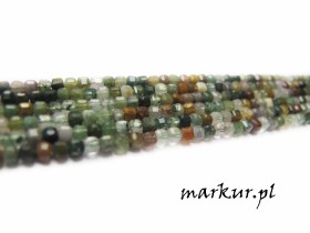 Agat indiański fasetka kostka  2,5 mm sznur