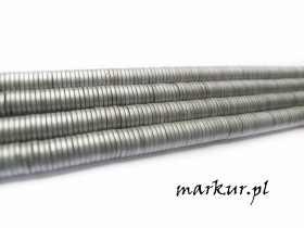 Obrazek dla: Hematyt kolor srebrny trawiony talarek  1/6 mm sznur