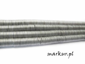 Obrazek 2 dla: Hematyt kolor srebrny trawiony talarek  1/6 mm sznur