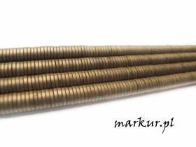 Hematyt kolor brązowy trawiony talarek  1/6 mm sznur