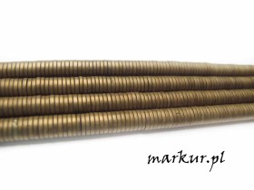 Hematyt kolor brązowy trawiony talarek  1/6 mm sznur
