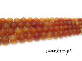 Karneol kolor naturalny trawiony kula  8 mm sznur