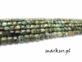 Turkus afrykański naturalny fasetka kostka  3 mm sznur