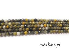 Obrazek 2 dla: Jaspis Bumble Bee fasetka kula  2 mm sznur