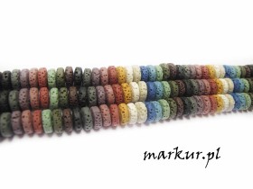 Lawa wulkaniczna mix kolorów talarek 4/8 mm sznur