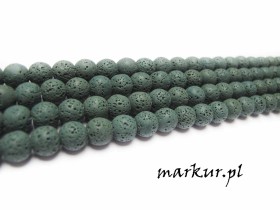 Lawa wulkaniczna szmaragdowa kula  8 mm sznur