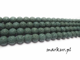 Lawa wulkaniczna szmaragdowa kula  8 mm sznur