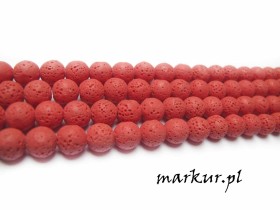 Lawa wulkaniczna czerwona kula  8 mm sznur