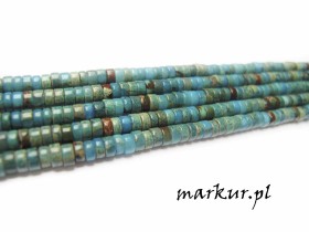 Jaspis impresja niebieski talarek 2/4 mm sznur