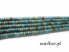 Jaspis impresja niebieski talarek 2/4 mm sznur