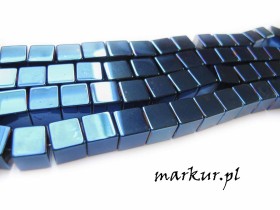 Hematyt kolor niebieski kostka  4 mm sznur