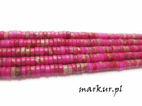 Jaspis impresja różowy talarek 2/4 mm sznur