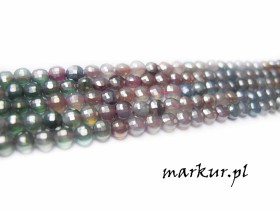 Agat mix kolorów platerowany fasetka moneta  4 mm sznur