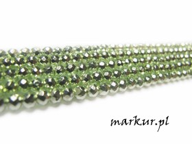 Hematyt fasetka kolor pistacjowy kula  2 mm sznur