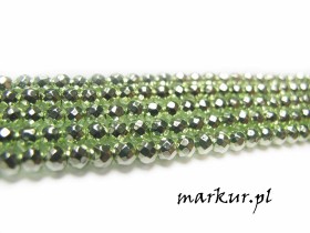 Hematyt fasetka kolor pistacjowy kula  2 mm sznur