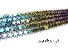 Hematyt cieniowany mix kolorów gwiazda  6 mm sznur