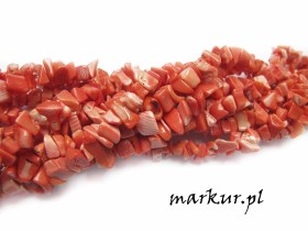 Koral łososiowy sieczka drobna  5  8 mm sznur 80 cm