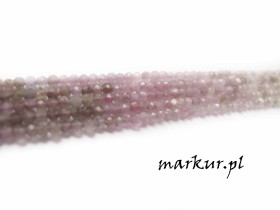 Obrazek dla: Turmalin purpurowy cieniowany fasetka kula  2 mm sznur