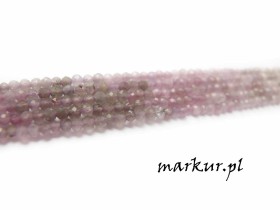 Obrazek 2 dla: Turmalin purpurowy cieniowany fasetka kula  2 mm sznur