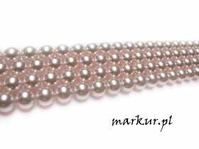 Obrazek dla: Muszla lakierowana jasno różowa kula  8 mm sznur