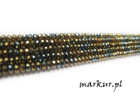 Hematyt żółto zielony fasetka oponka 2/3 mm sznur
