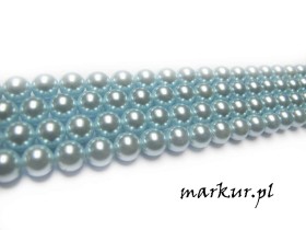 Obrazek dla: Muszla lakierowana błękitna kula  8 mm sznur