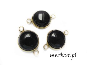 Obrazek dla: Onyks czarny łącznik moneta 14 mm