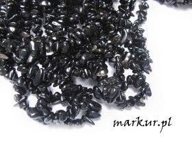 Obrazek 2 dla: Obsydian czarny sieczka drobna  4  8 mm sznur 80 cm