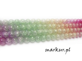 Obrazek 2 dla: Kwarc lodowy żółto różowo zielony kula  8 mm sznur