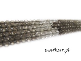 Obrazek dla: Kwarc dymny cieniowany + kwarc górski fasetka kula  2 mm sznur