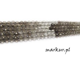 Obrazek 2 dla: Kwarc dymny cieniowany + kwarc górski fasetka kula  2 mm sznur