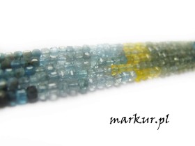 Obrazek dla: Apatyt cieniowany mix kolorów fasetka kostka  2 mm sznur