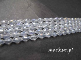 Obrazek dla: Koraliki szklane AB crystal fasetka ryż 4/6 mm sznur